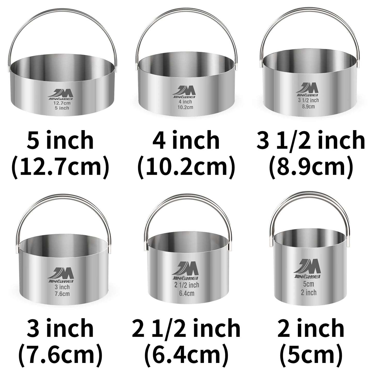 Set Emporte-Pièces Inox Ronds et Carrés avec 6 tailles différentes de 5 à 2 pouces pour pâtisserie