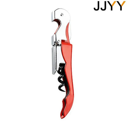 Ouvre-bouteille 2-en-1 en acier inoxydable avec un design ergonomique et une couleur rouge éclatante