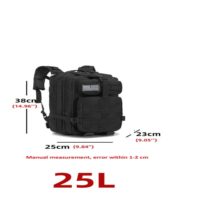 Sac à dos noir 25L avec plusieurs compartiments pour kit de survie 72h pour 1 personne – Pack Solo