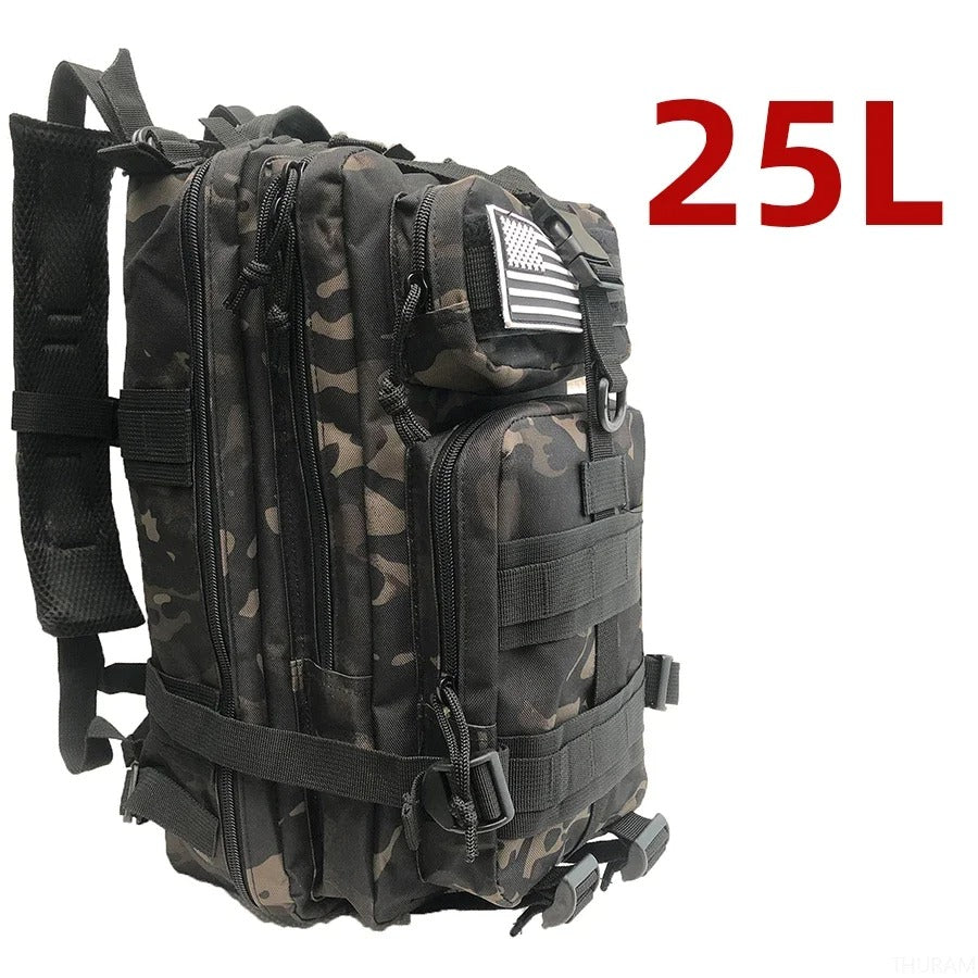 Sac à dos tactique 25L en camouflage pour kit de survie 72h pour 1 personne – Pack Solo