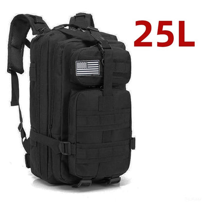 Sac à dos noir de 25L avec compartiments, idéal pour le kit de survie 72h pour 1 personne – Pack Solo