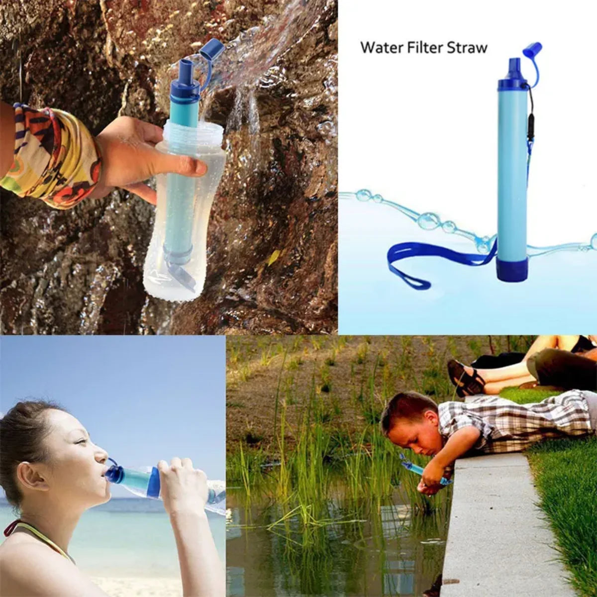 Paille de filtration d'eau du kit de survie 72h pour 1 personne – Pack Solo, idéale pour les aventures en extérieur
