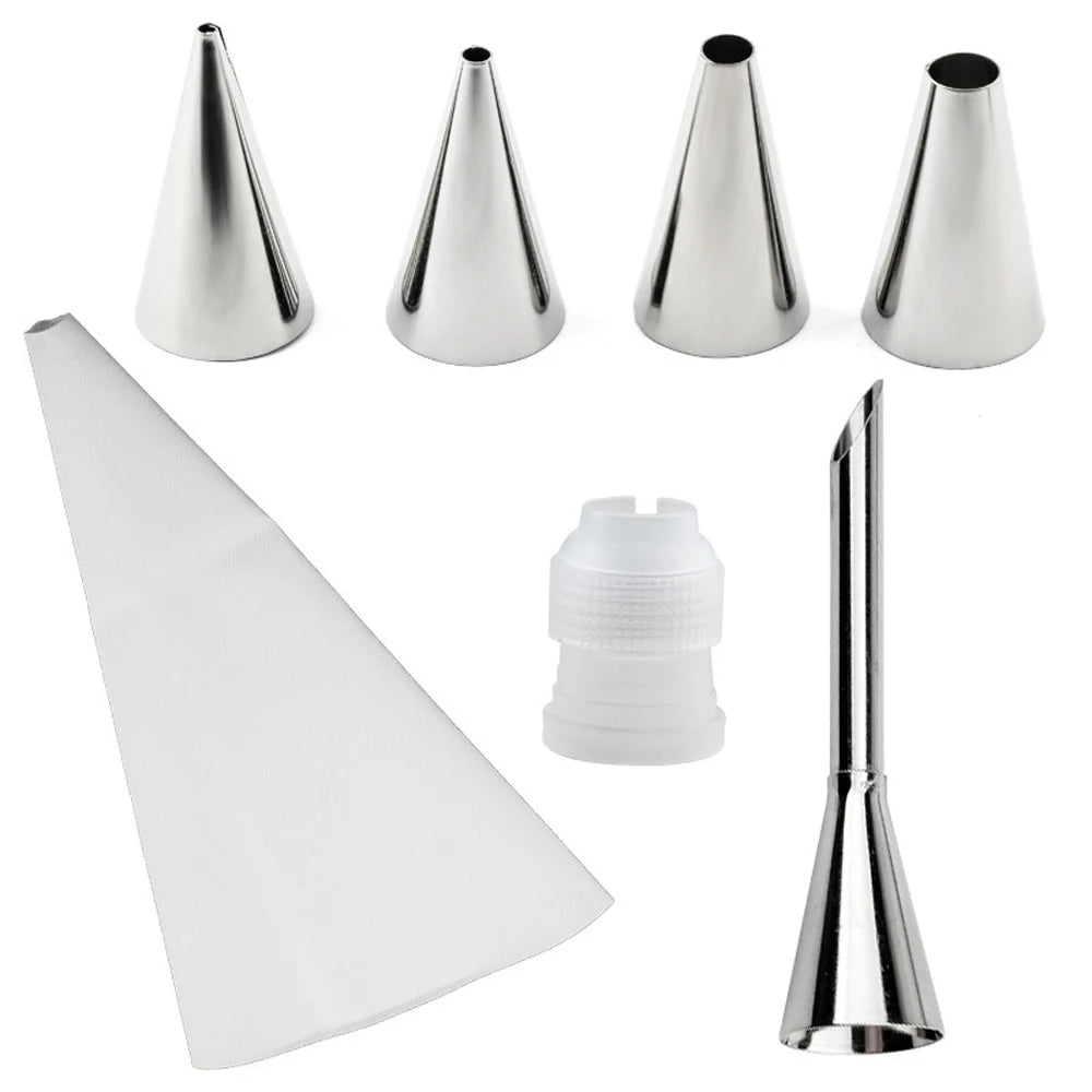 Kit Douilles Pâtisserie Inox – 7 Pièces Décorations Gâteaux avec poche à douille et adaptateur en plastique