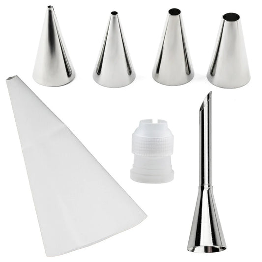 Kit Douilles Pâtisserie Inox – 7 Pièces Décorations Gâteaux avec poche à douille et adaptateur en plastique