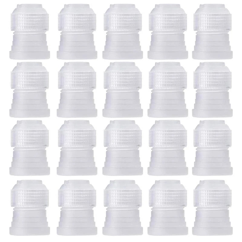 Kit Douilles Pâtisserie Inox avec Adaptateur en plastique transparent disposé en 20 pièces