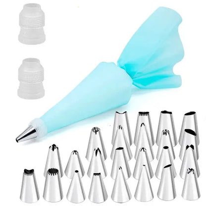 Kit pâtisserie professionnel avec douilles en acier inoxydable et poche à douille en silicone