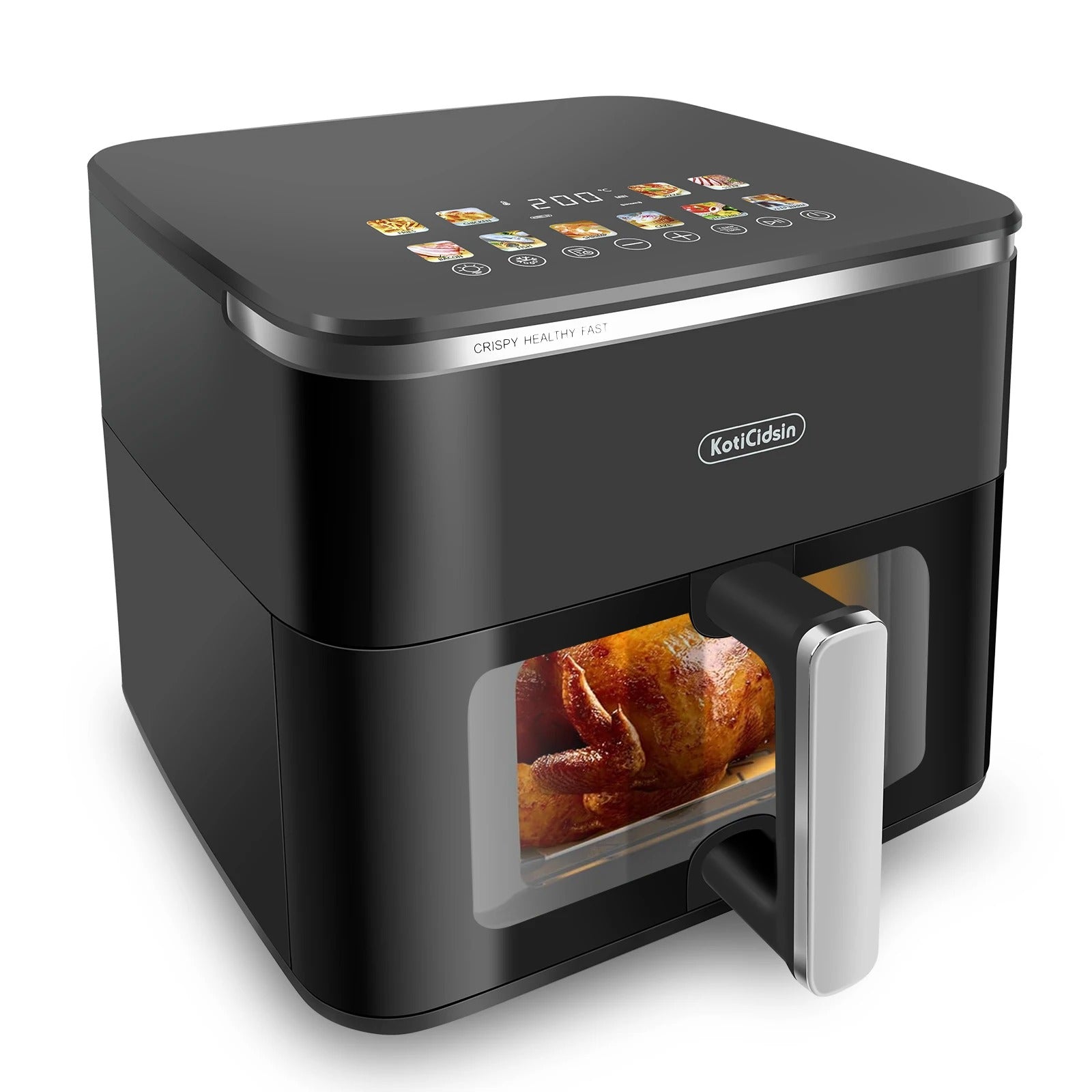 Friteuse à air grande capacité 10 L avec fenêtre de visualisation et écran tactile LED pour une cuisson facile