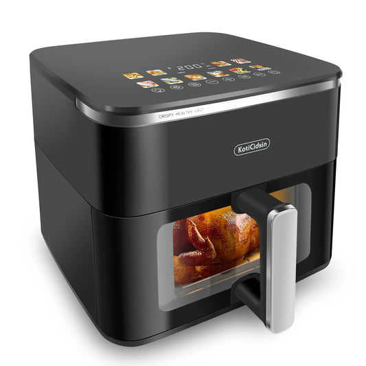 Friteuse à air grande capacité 10 L avec fenêtre de visualisation et écran tactile LED pour une cuisson facile
