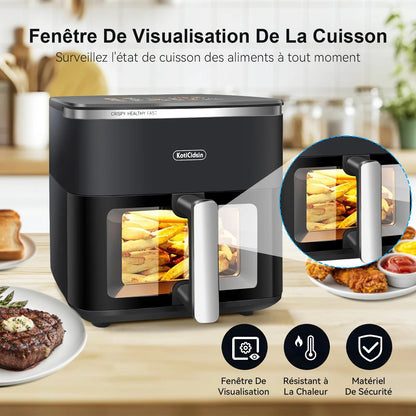 Air Fryer Grande Capacité 10 L avec Fenêtre de Visualisation et Écran Tactile LED pour des repas sains