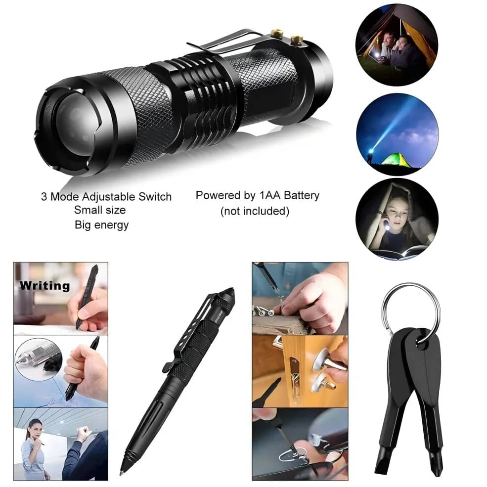 outils essentiel de survie contenue dans le pack survie solo 72h