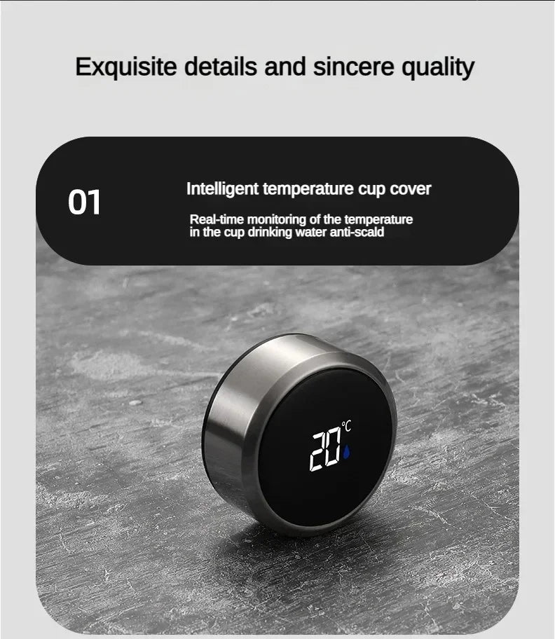 Thermos LED inox 500 ml à 1 L – Boissons chaudes & froides. Couvercle intelligent en inox avec affichage LED de température 20 C