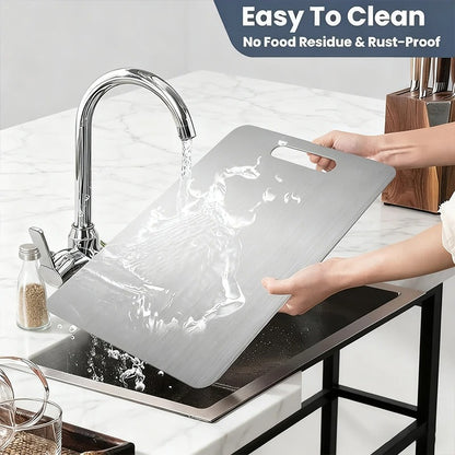 Lot de 3 planches à découper en acier inoxydable hygiéniques et facile à nettoyer sous l'eau du robinet