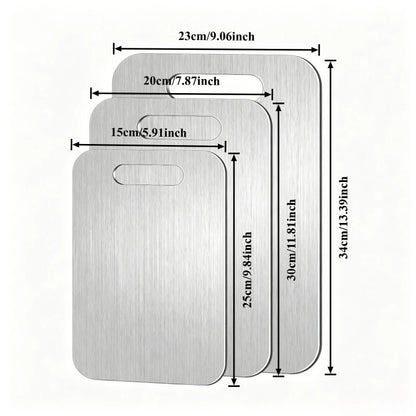 Lot de 3 planches à découper en acier inoxydable hygiéniques et facile à nettoyer pour la cuisine