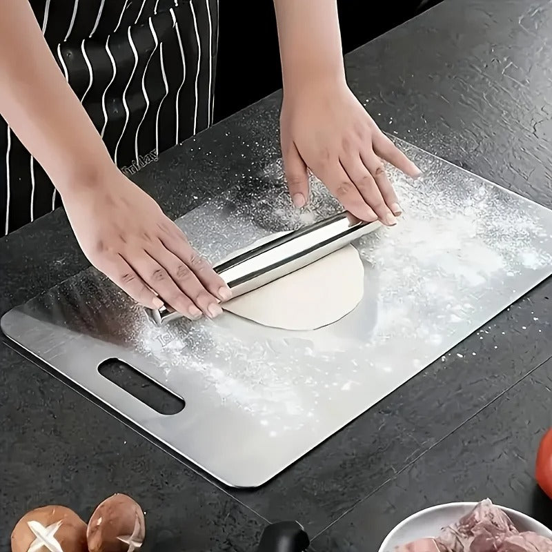 Lot de 3 planches à découper en acier inoxydable utilisées pour préparer des aliments en cuisine