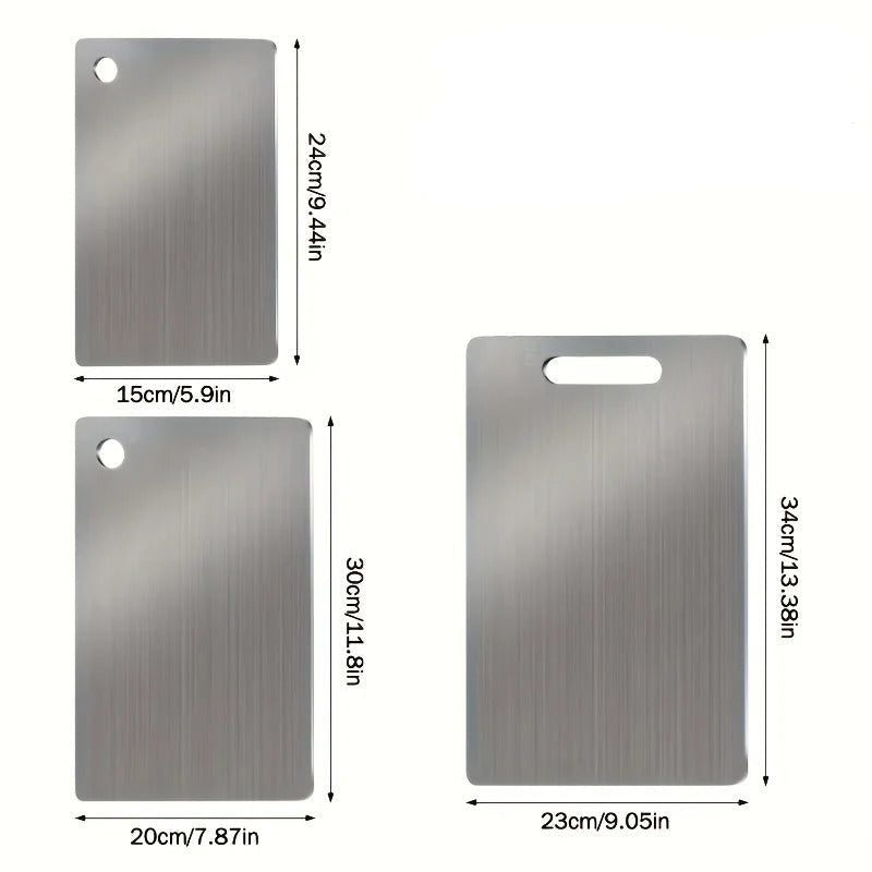Lot de 3 planches à découper en acier inoxydable de différentes tailles pour une cuisine pratique