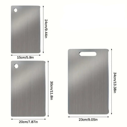 Lot de 3 planches à découper en acier inoxydable de différentes tailles pour une cuisine pratique