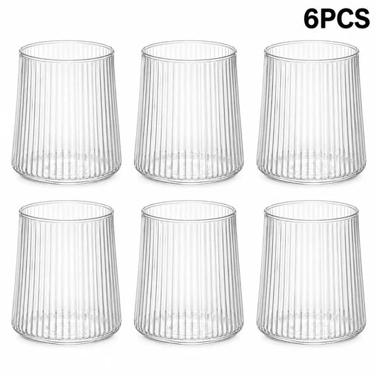 Lot de 6 verres à eau 300 ml – 3 finitions avec un design ribbé élégant et moderne
