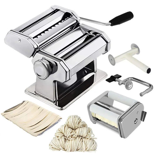 Machine à Pâtes Maison Inox – Réglable avec Double Coupeur et accessoires pour préparation de pâtes fraîches