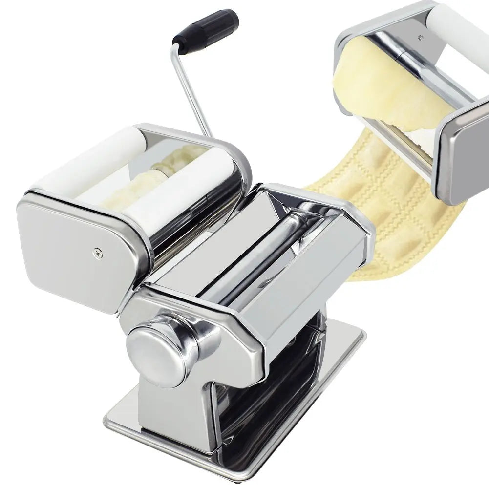 Machine à Pâtes Maison Inox – Réglable avec Double Coupeur en acier inoxydable pour pâtes fraîches