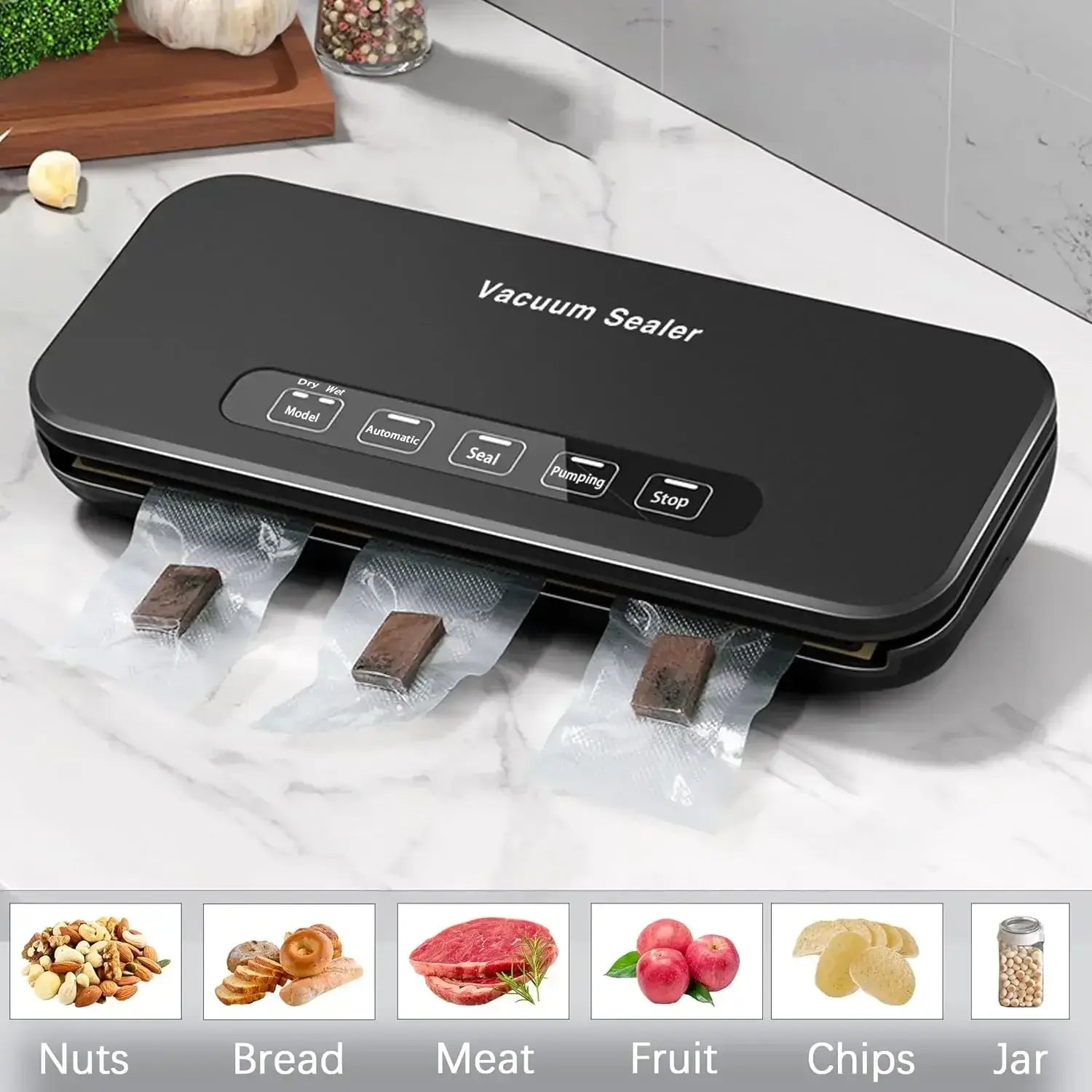 Machine de Scellage Sous Vide Sec/Humide avec Kit de Démarrage pour conserver les aliments facilement