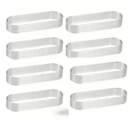 Cercles à Tarte Ovales Perforés en Inox – Lot de 8