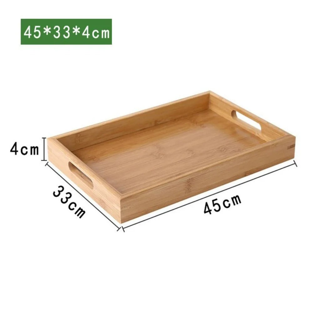 Plateau en Bambou avec Poignées Service Bois de 45x33x4 cm pour servir facilement vos plats
