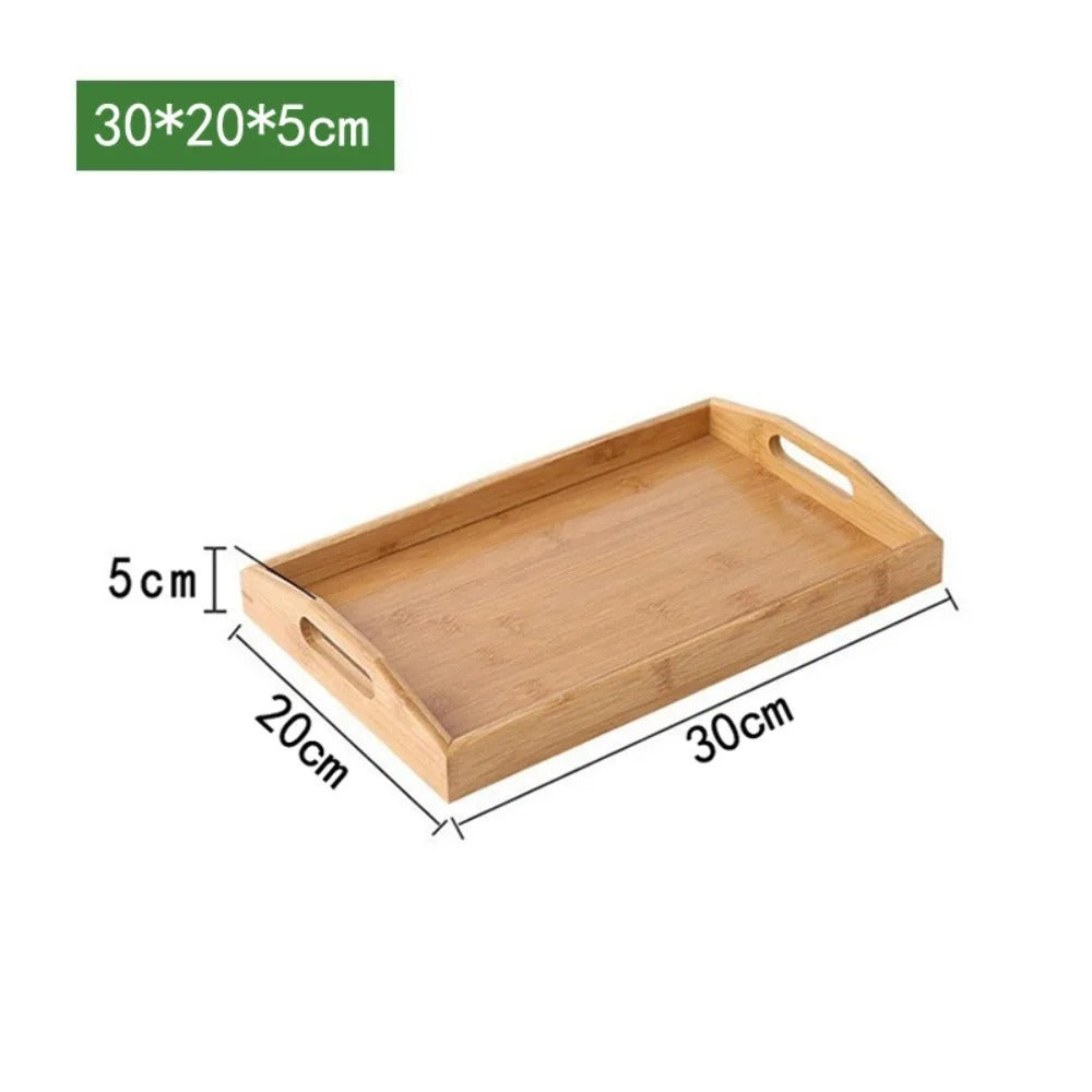 Plateau en Bambou avec Poignées Service Bois, dimensions 30x20x5 cm, idéal pour servir vos plats
