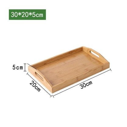 Plateau en Bambou avec Poignées Service Bois, dimensions 30x20x5 cm, idéal pour servir vos plats
