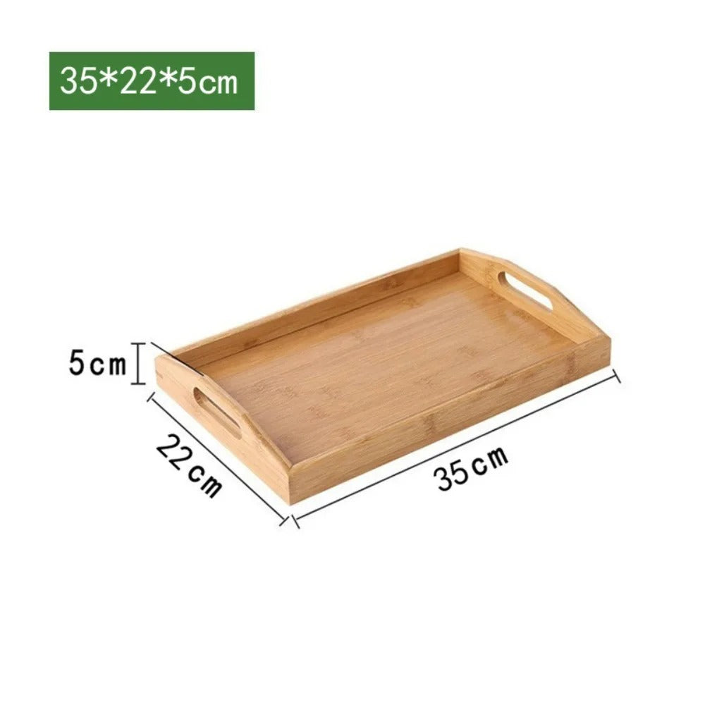 Plateau en Bambou avec Poignées Service Bois, dimensions 35x22x5 cm, parfait pour le service à domicile