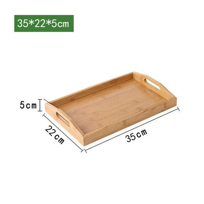 Plateau en Bambou avec Poignées Service Bois, dimensions 35x22x5 cm, parfait pour le service à domicile