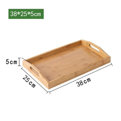 Plateau en Bambou avec Poignées Service Bois mesurant 38x25x5 cm, idéal pour servir et décorer