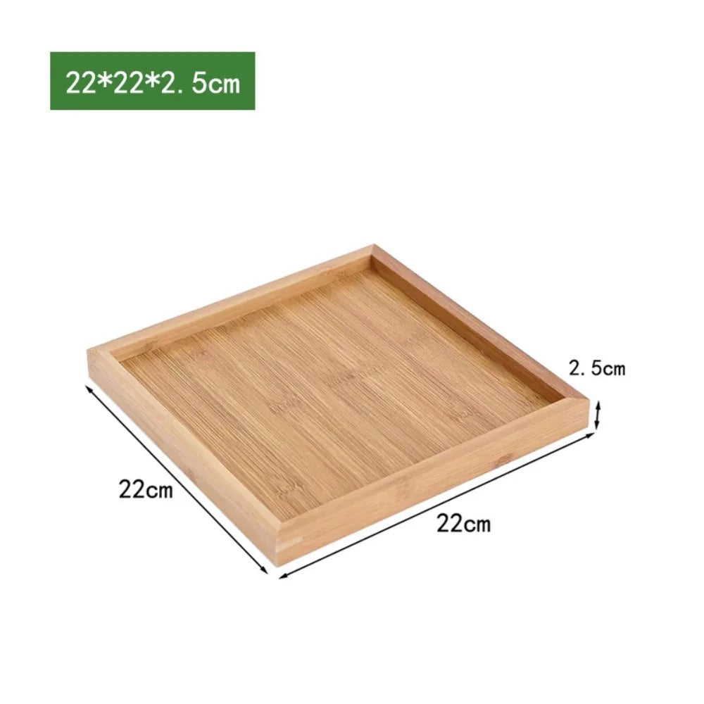 Plateau en Bambou avec Poignées Service Bois de 22x22 cm pour présentation et rangement élégant