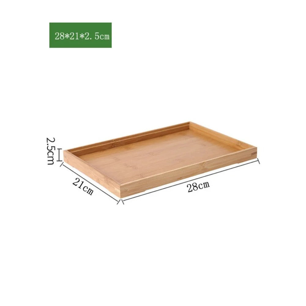 Plateau en Bambou avec Poignées Service Bois, 28x21x2.5 cm, idéal pour servir des plats et boissons