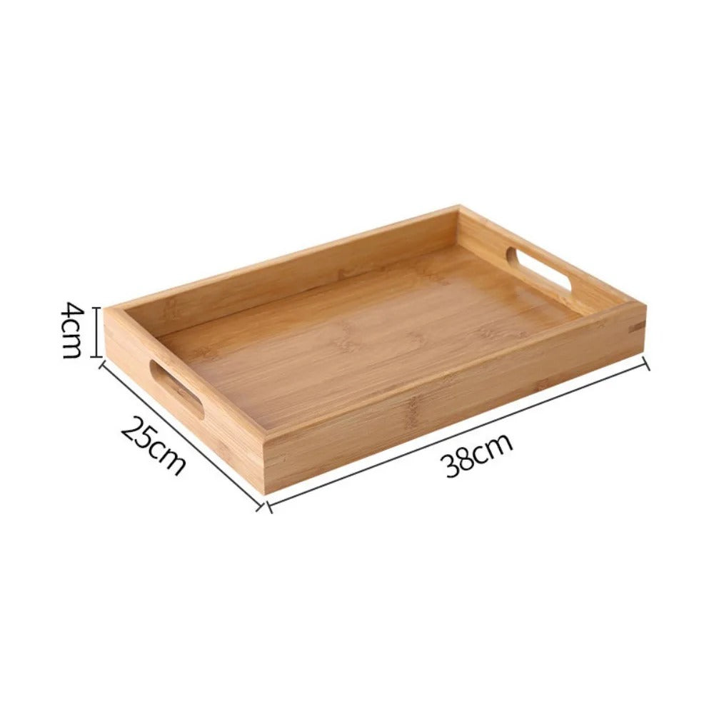 Plateau en Bambou avec Poignées Service Bois, dimensions 38cm x 25cm, idéal pour le service ou la décoration