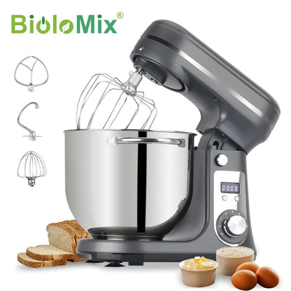 Robot pâtissier 6L 1200W puissant silencieux pour pâte à pain, pizza et pâtisserie maison avec accessoires inclus