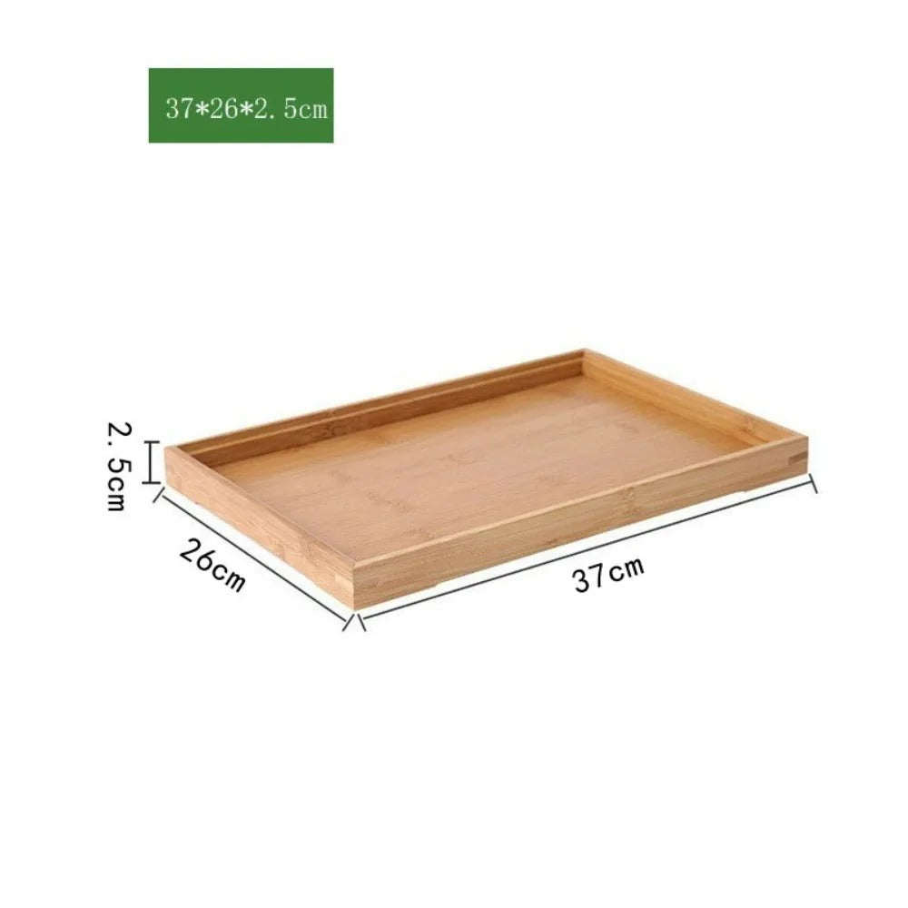 Plateau en Bambou avec Poignées Service Bois, dimensions 37x26x2,5 cm, design élégant et pratique