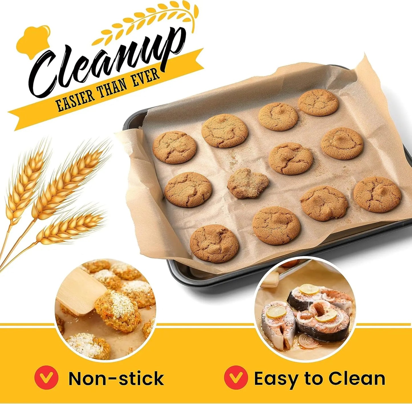 Rouleau de papier cuisson antiadhésif alimentaire utilisé pour des biscuits sur une plaque de cuisson