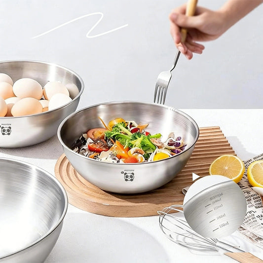 2L Stainless Steel Measuring Bowl – Silver &amp; Gold S/M/L