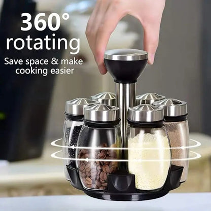 Porte-Épices Rotatif 360° avec 6 Pots en Verre