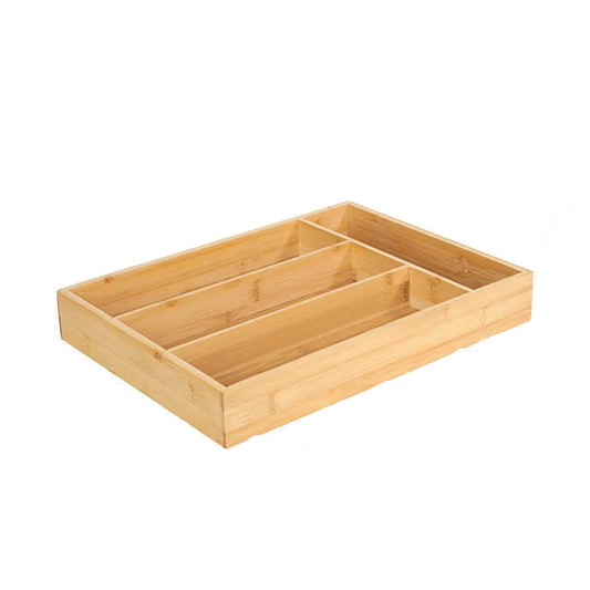 Organisateur de Couverts pour Tiroir en Bambou avec plusieurs compartiments pour une organisation optimale