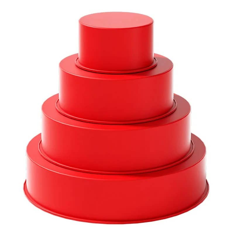 Ensemble de moules à gâteau en silicone rouge de différentes tailles pour la pâtisserie