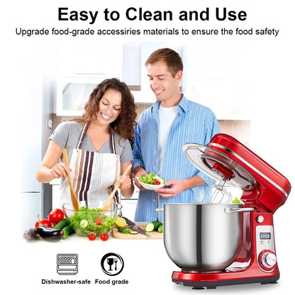 Robot pâtissier 6L 1200W puissant silencieux pour pâte à pain, pizza et pâtisserie maison en utilisation avec des ingrédients frais