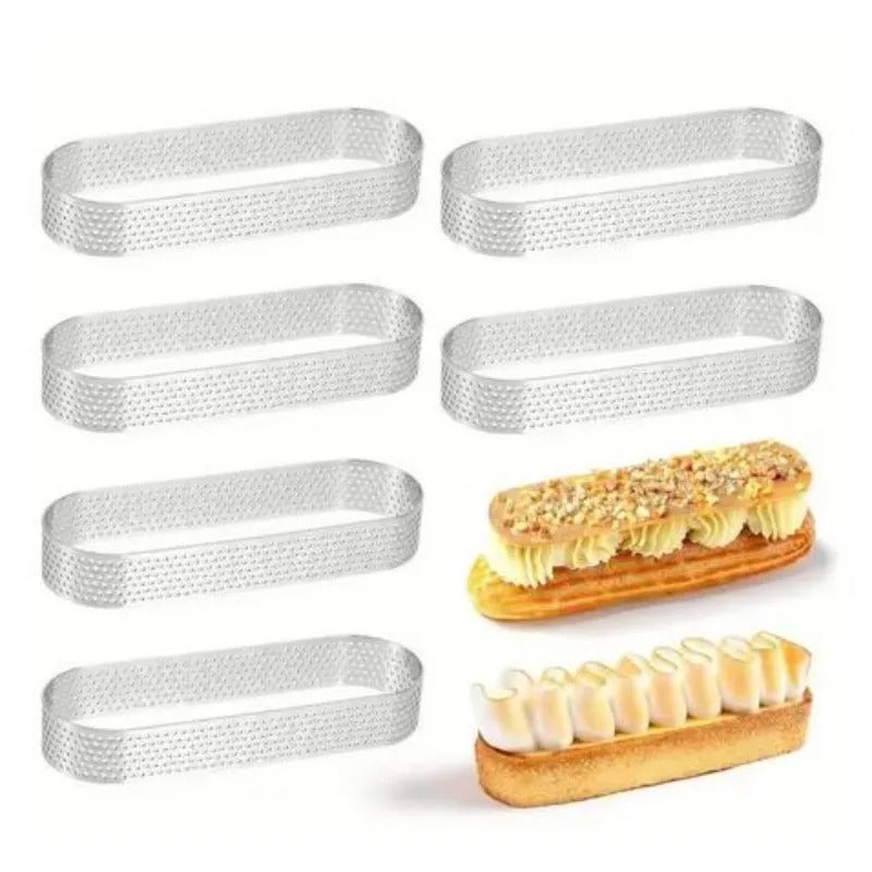 Cercles à Tarte Ovales Perforés en Inox – Lot de 8