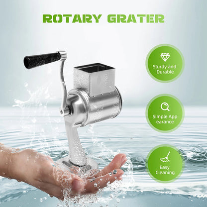 Râpe Rotative Manuelle avec 5 Lames Inox – Coupe-Légumes Multifonction Sécurisé