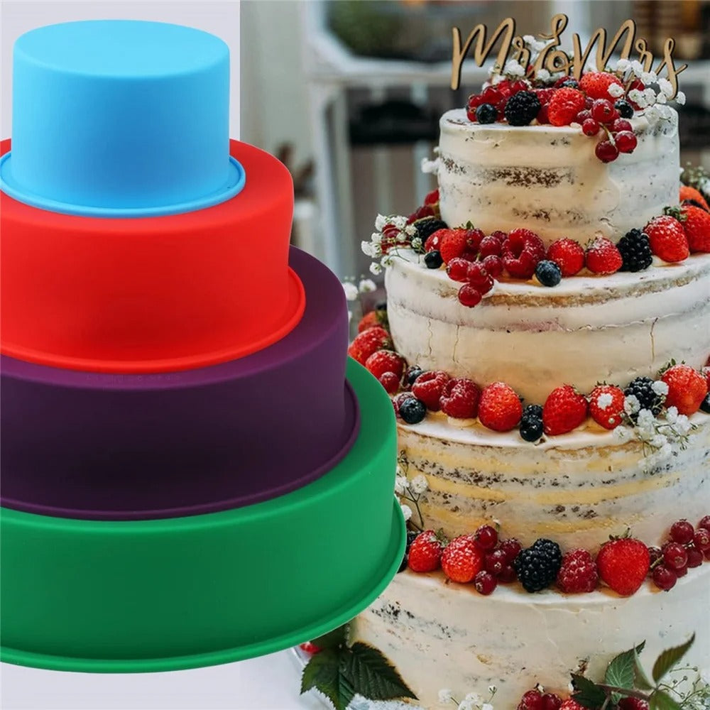 Ensemble de moules à gâteau Rond en silicone de couleurs vives pour la pâtisserie créative