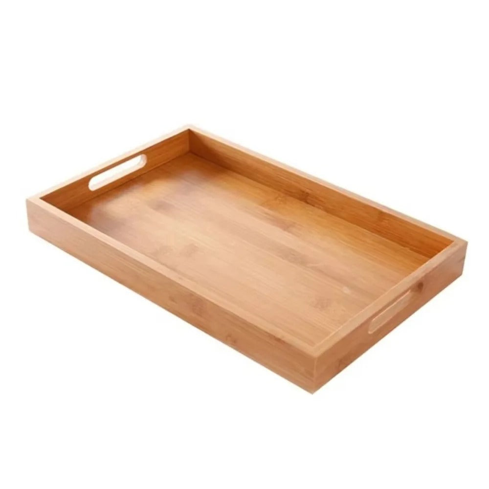 Plateau en Bambou avec Poignées Service Bois, idéal pour servir des plats à la maison