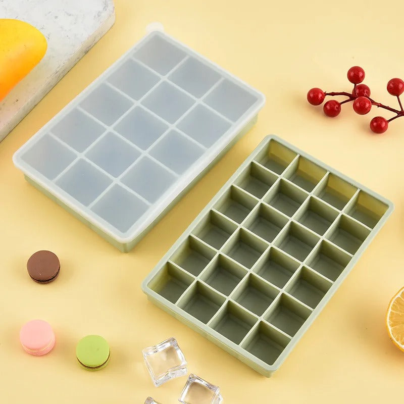 Moule à glaçons en silicone réutilisable avec couvercle