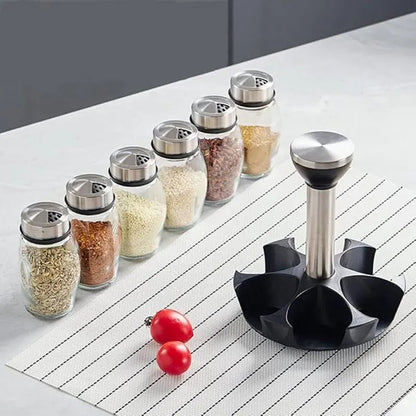 Porte-Épices Rotatif 360° avec 6 Pots en Verre