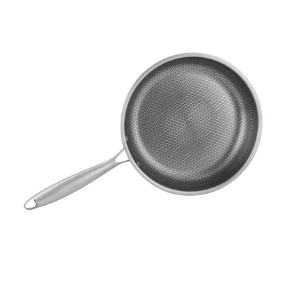Poêle Inox Alvéolée Antiadhésive Nid d’Abeille Compatible Induction 28 cm avec un design moderne et efficace