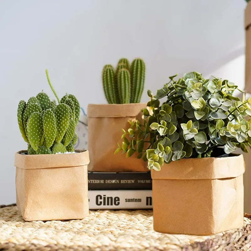Sacs Kraft Lavables Réutilisables Rangement Écologique pour plantes en pot décoratives